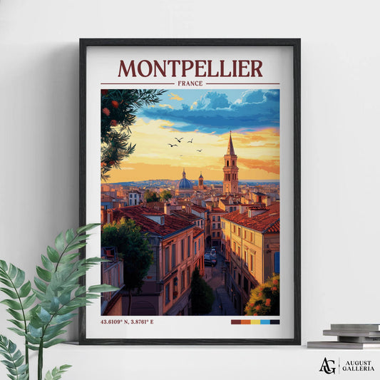 Montpellier France Retro Travel Print