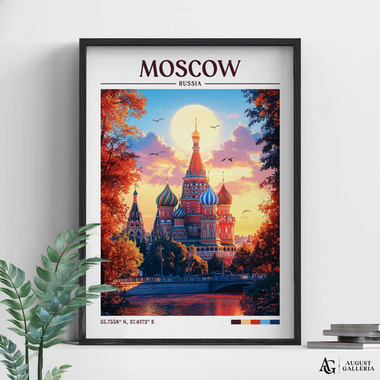 Moscow Russia Retro Travel Print