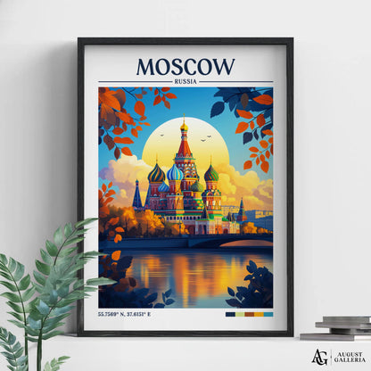 Moscow Russia Retro Travel Print