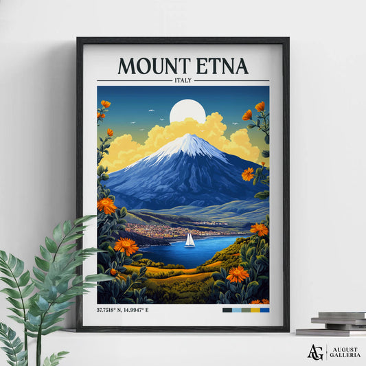 Mount Etna Retro Travel Print