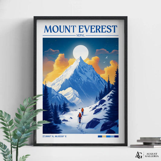 Mount Everest Retro Travel Print