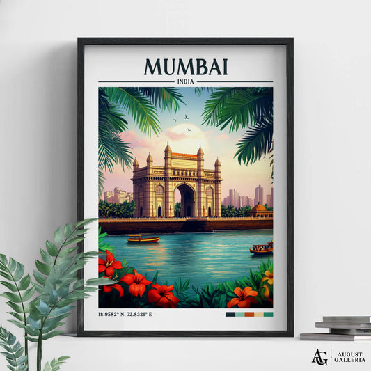 Mumbai India Retro Travel Print