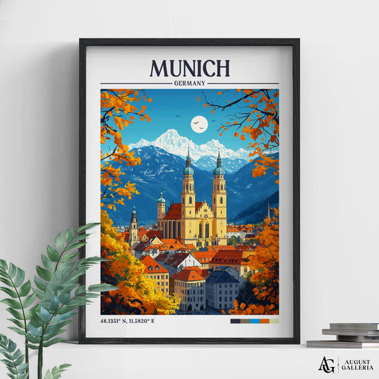 Munich Germany Retro Travel Print