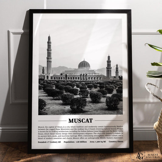 Muscat Black & White City Print
