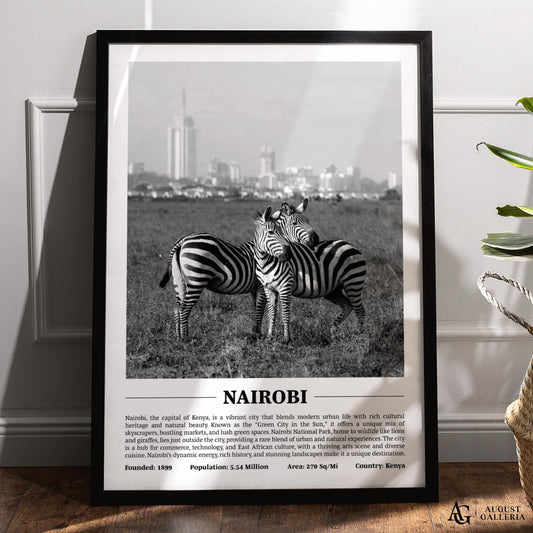 Nairobi Black & White City Print