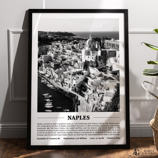 Naples Black & White City Print