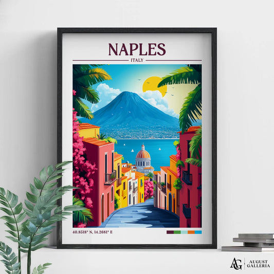 Naples Italy Retro Travel Print