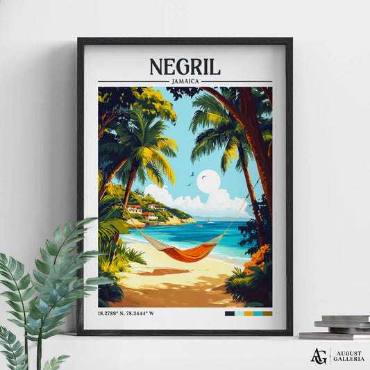 Negril Jamaica Retro Travel Print