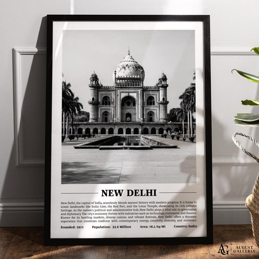 New Delhi Black & White City Print