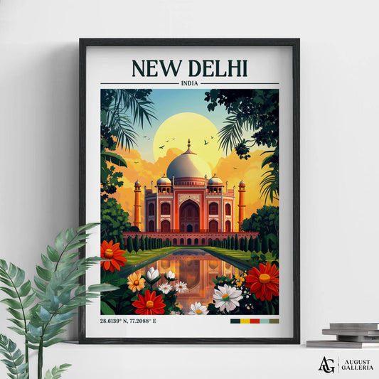 New Delhi Retro Travel Print