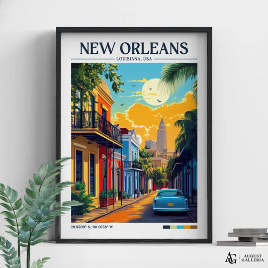 New Orleans Retro Travel Print