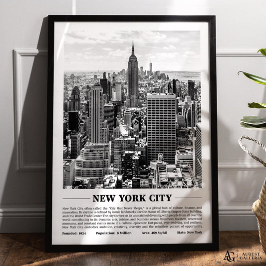 New York City Black & White City Print