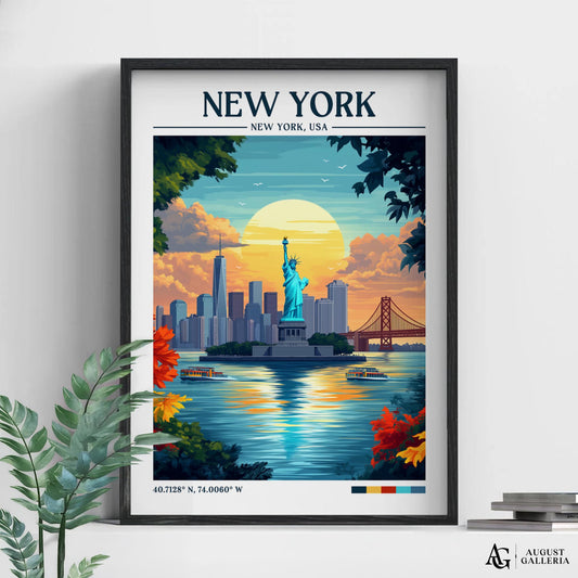 New York Retro Travel Print