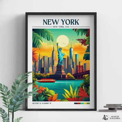New York Retro Travel Print