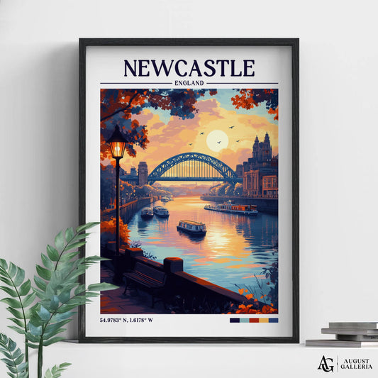 Newcastle England Retro Travel Print