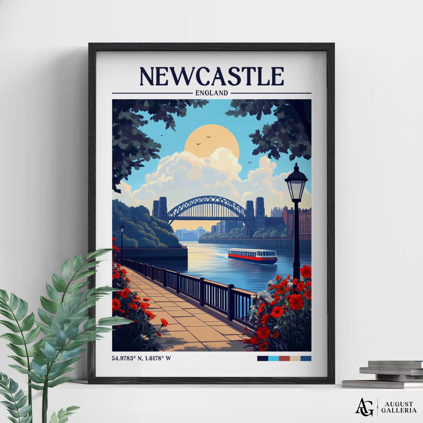 Newcastle England Retro Travel Print