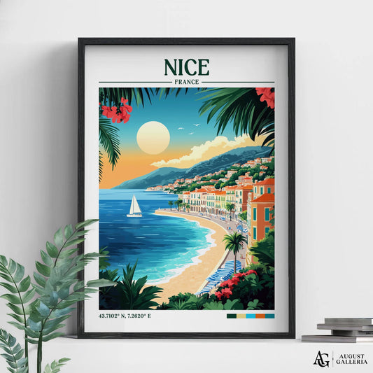 Nice France Retro Travel Print