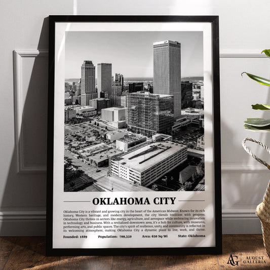 Oklahoma City Black & White City Print