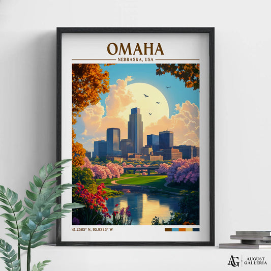 Omaha Nebraska Retro Travel Print