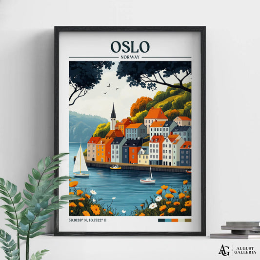 Oslo Norway Retro Travel Print