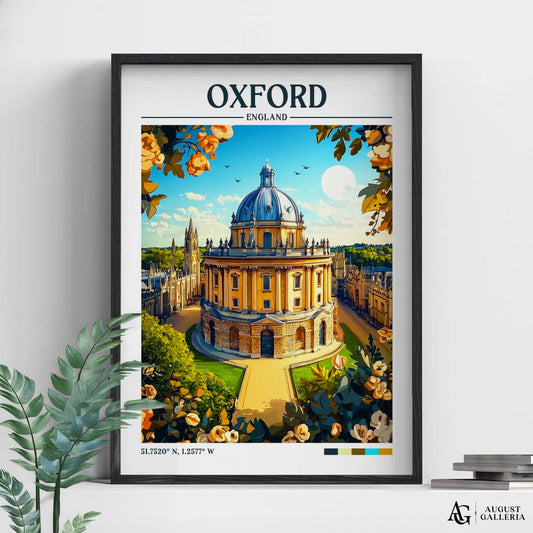 Oxford England Retro Travel Print