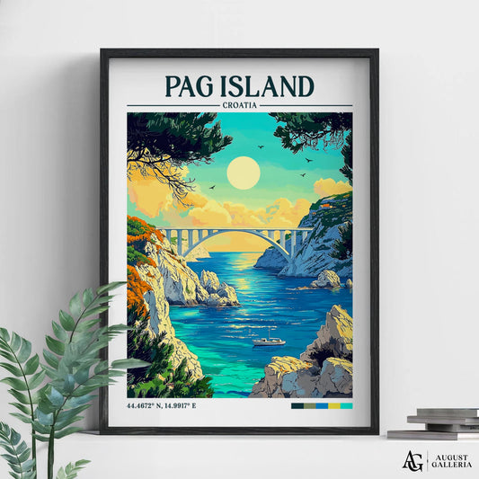 Pag Island Retro Travel Print
