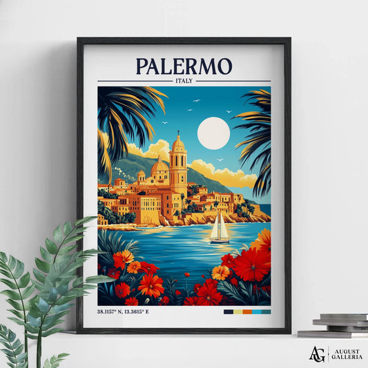 Palermo Italy Retro Travel Print