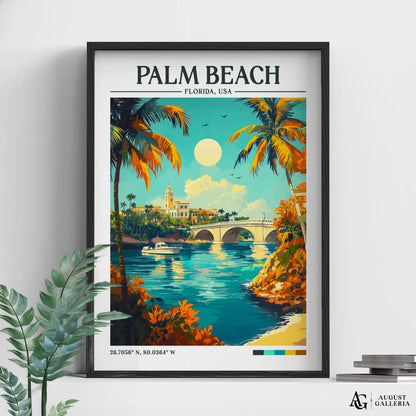 Palm Beach Florida Retro Travel Print