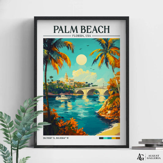 Palm Beach Florida Retro Travel Print