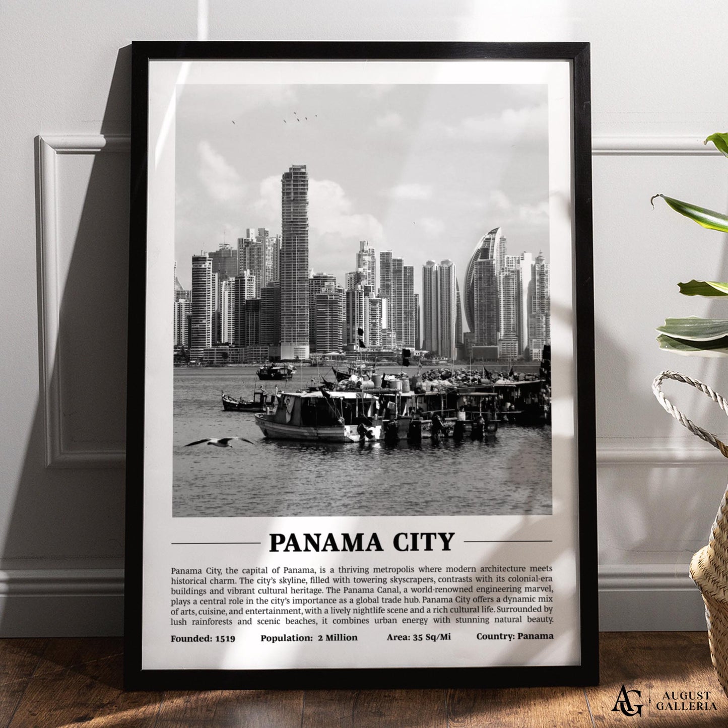 Panama City Black & White City Print