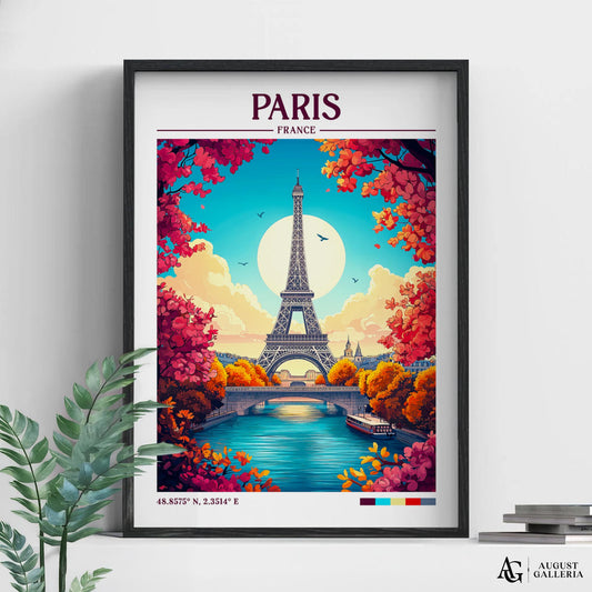 Paris France Retro Travel Print