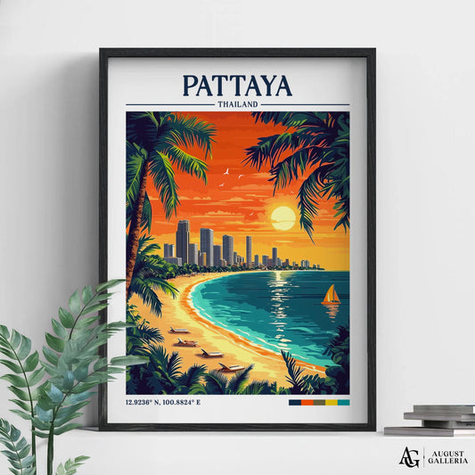 Pattaya Thailand Retro Travel Print