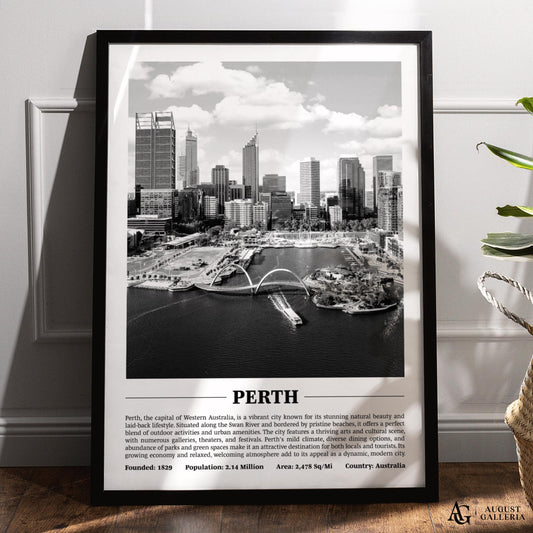 Perth Black & White City Print