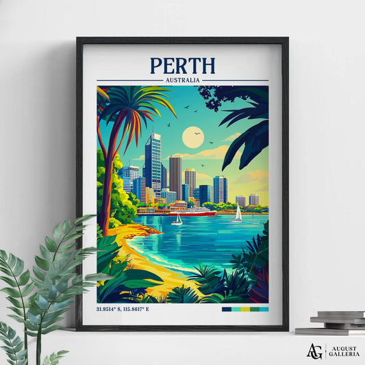Perth Australia Retro Travel Print