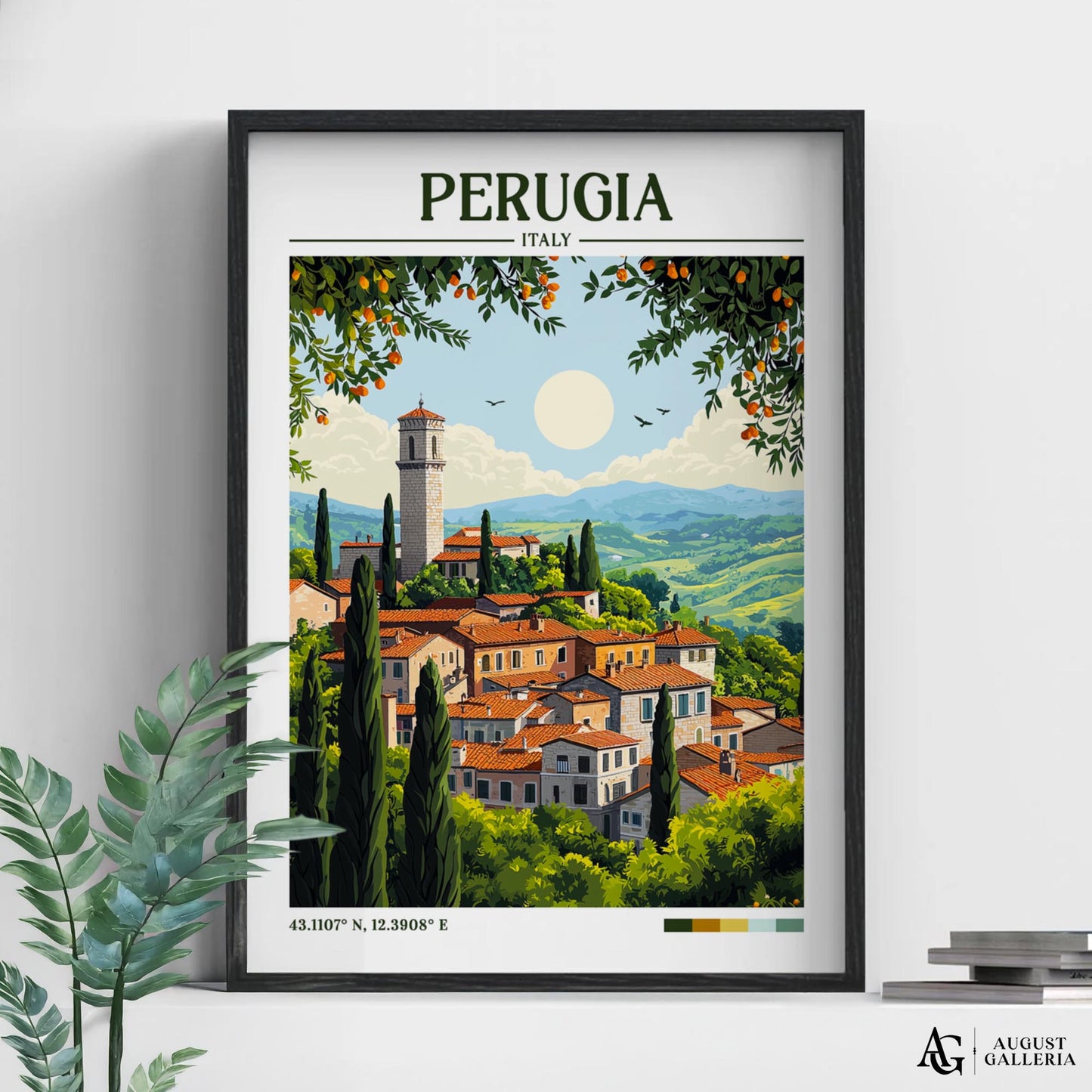 Perugia Italy Retro Travel Print