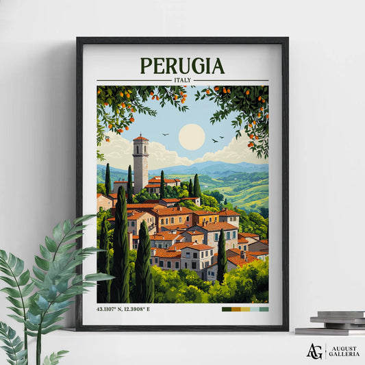 Perugia Italy Retro Travel Print