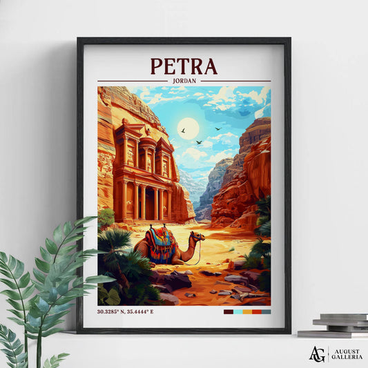 Petra Jordan Retro Travel Print