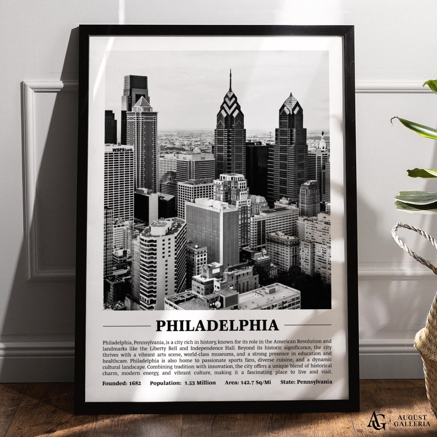Philadelphia Black & White City Print