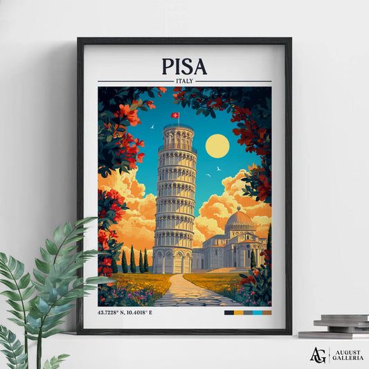 Pisa Italy Retro Travel Print