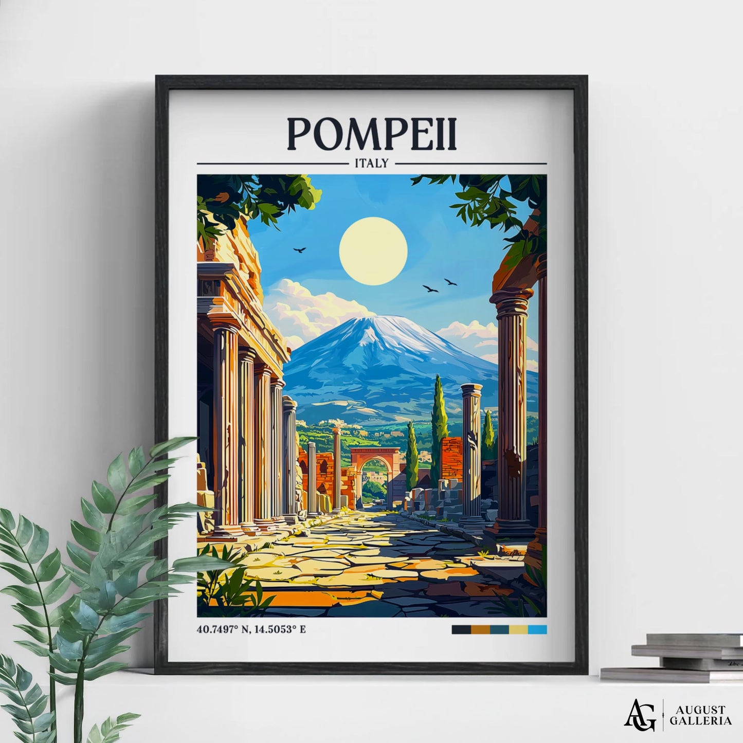 Pompeii Italy Retro Travel Print