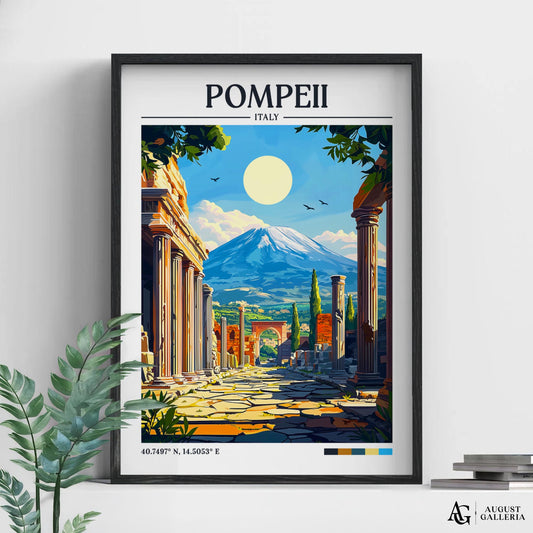 Pompeii Italy Retro Travel Print