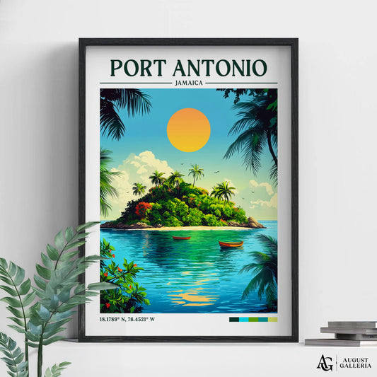 Port Antonio Retro Travel Print