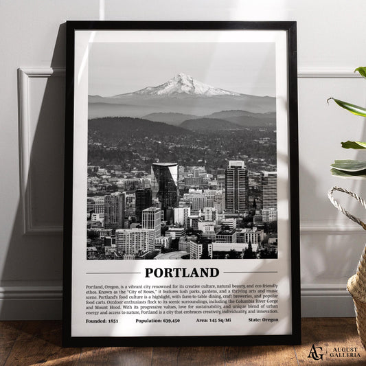 Portland Black & White City Print