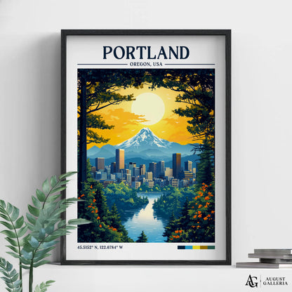 Portland Oregon Retro Travel Print