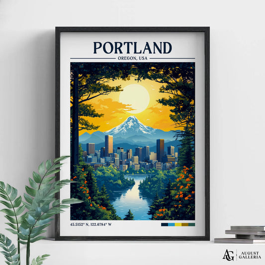 Portland Oregon Retro Travel Print