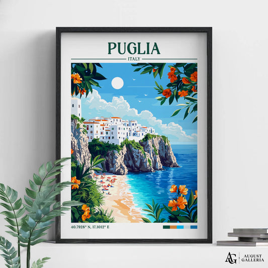 Puglia Italy Retro Travel Print