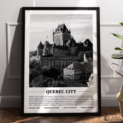Quebec City Black & White City Print