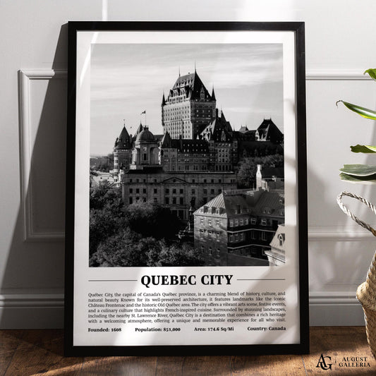 Quebec City Black & White City Print