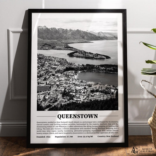 Queenstown Black & White City Print