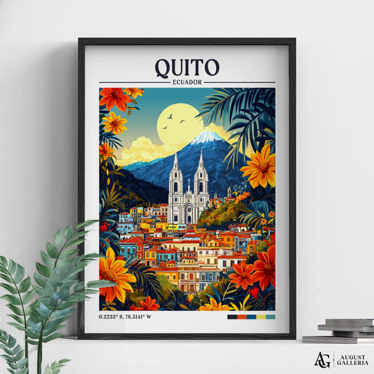 Quito Ecuador Retro Travel Print